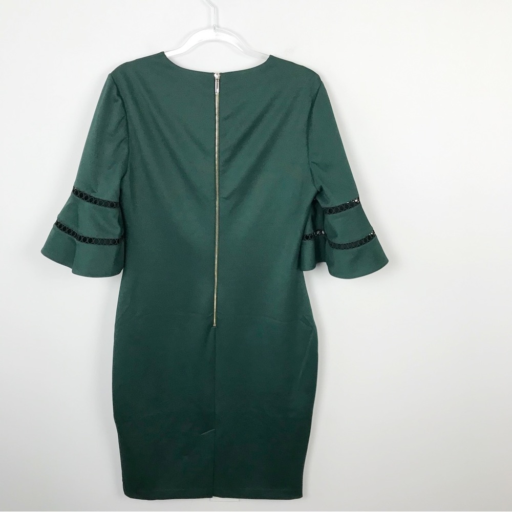 Ted Baker London Filnio Bell Sleeve Emerald Green Dress Size Ted 5/ US Size 12 - Picture 10 of 11
